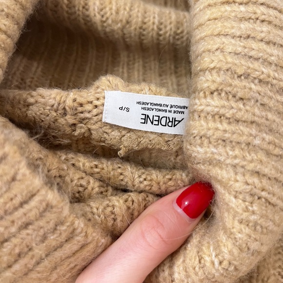 Ardene Ribbed Tan Cowl Neck Sweater - Picture 3 of 3